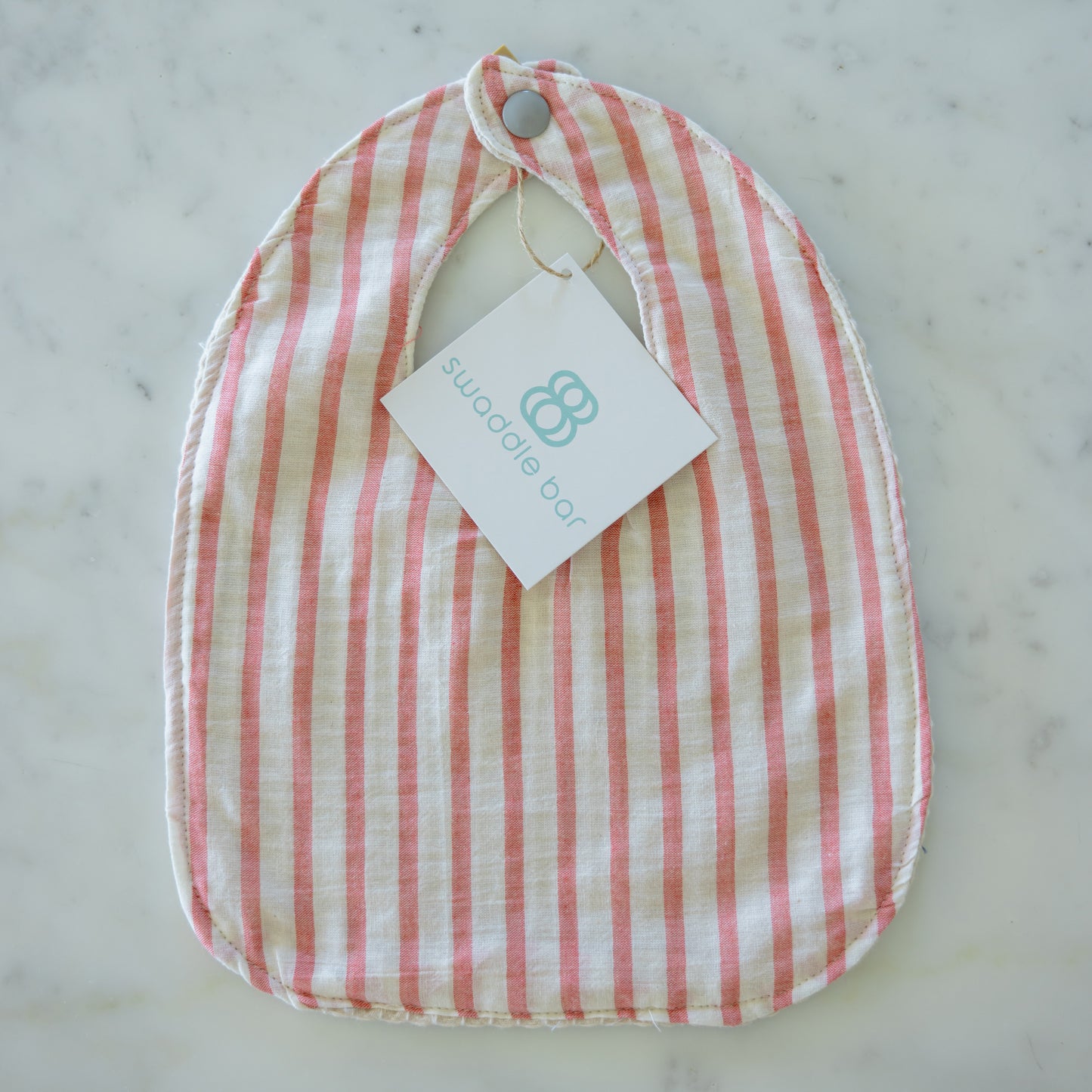 MUSLIN TRADITIONAL BIB: RED STRIPE
