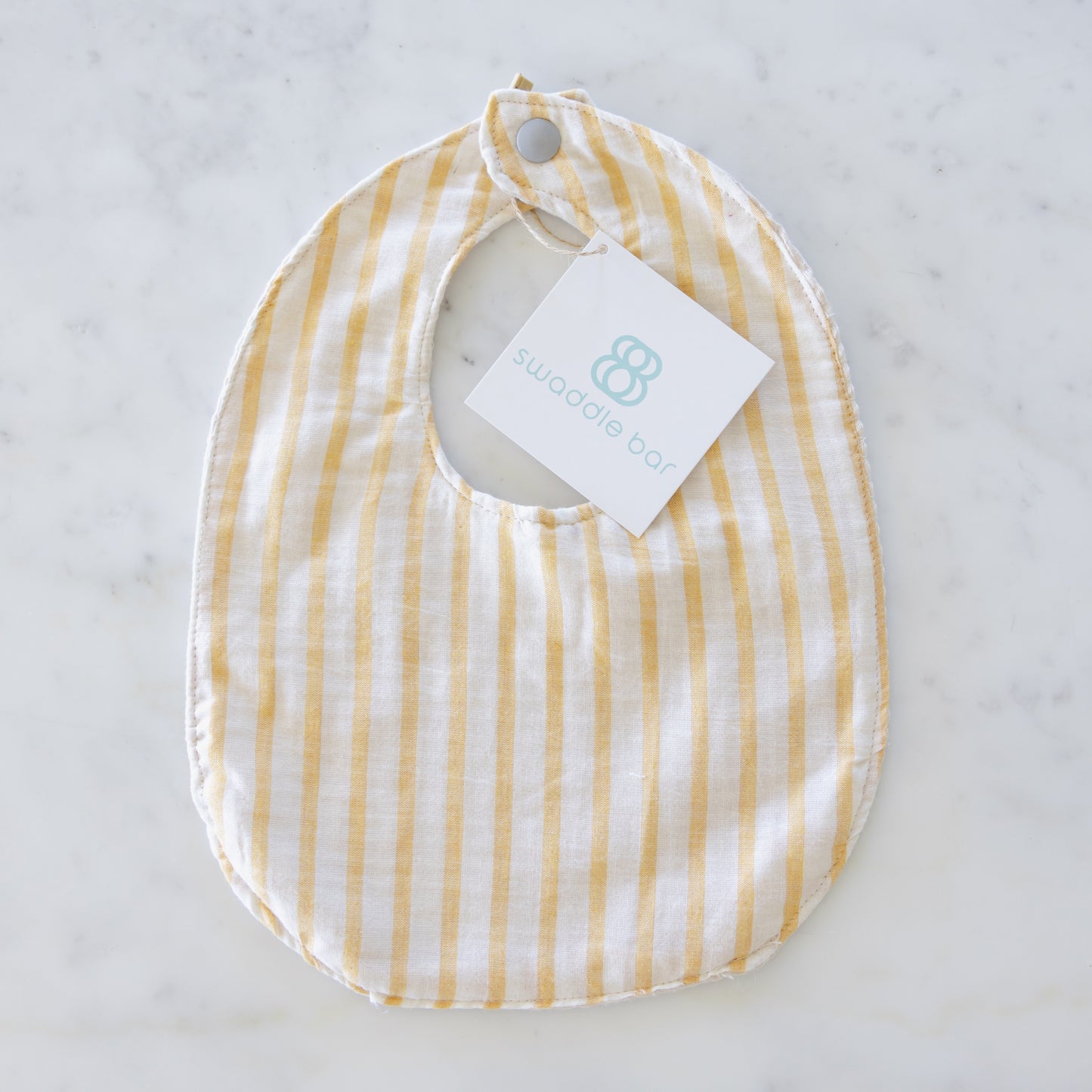 MUSLIN TRADITIONAL BIB: YELLOW STRIPE