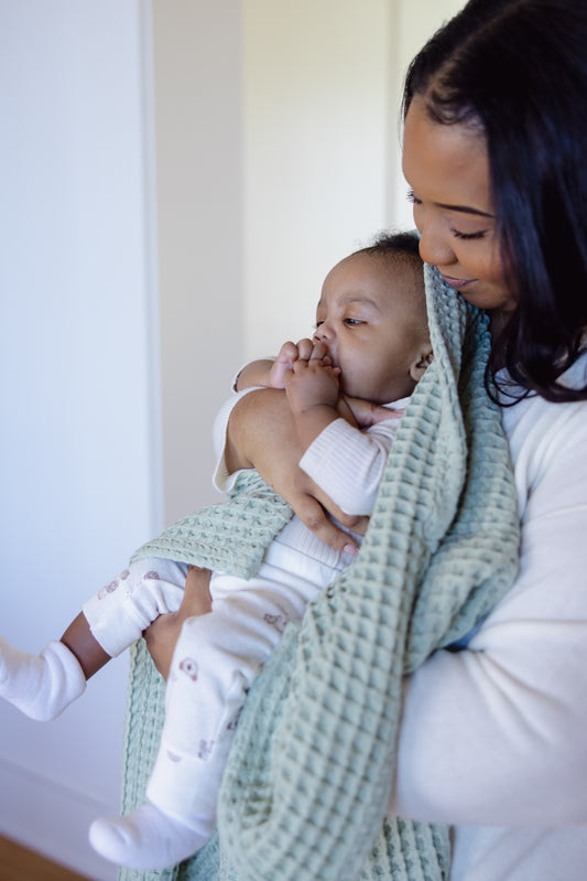 WAFFLE BABY BLANKET: SAGE